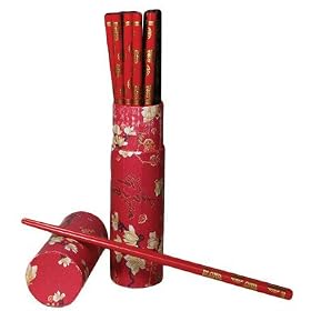 Buy Asian Japanese Chinese Holiday Festive Tableware - 10 Pair Wood Chopsticks Set - Red