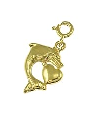 Dazzlers Solid 14 karats gold Dolphin Heart Charm Pendant Available in three colors from jewelsberry (weights: 2.0 grams only)
