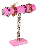 Luxury Gifts Inc Jewelry holder, 1 level T-Bar Stand for Necklaces, Bracelets & More, Pink with Leopard Print - Medium