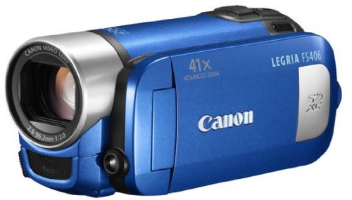 Canon LEGRIA FS 406 SD-Camcorder (SDXC/SDHC/SD-Slot, 37-fach optischer Zoom, 6,7 cm (2,7 Zoll) Display, bildstabilisiert) blau