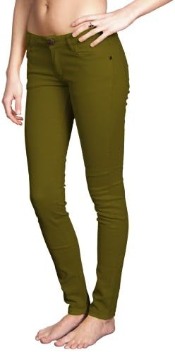 Women's Brushed Cotton Tapered Stretch Jeans : Emperial by Gazoz Olive 3