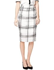 Autograph Checked Pencil Skirt