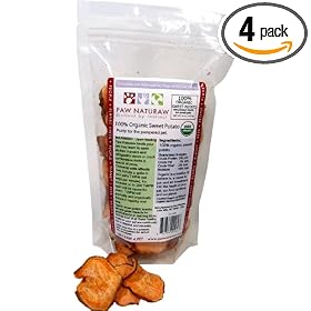 Paw Naturaw Organic Sweet Potato Chips for Dogs, 4-Ounce Bags (Pack of 4)