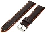 Hadley-Roma Men's MSM893RAG-200 20-mm Orange Colored Stitched Leather Watch Strap