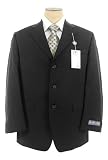 Sean John - Sean John Mens Single Breasted 3 Button Solid Black Wool Suit - Size 46L
