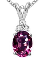 Tommaso Design (tm) Oval Genuine Rhodolite and Diamond Pendant