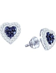 10K White Gold 0.33CT Black Diamond Heart Earring