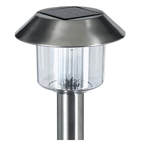 4 X STAINLESS STEEL SOLAR POWERED GARDEN LIGHTS WITH AUTO DAY NIGHT ON OFF SENSOR