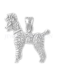 14K White Gold Poodle Dog Pendant