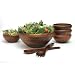 Lipper Dark Cherry Finished 7-Piece Salad Set with Large Bowl, 4 Small Bowls and Servers