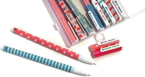 Nyashi - Cute Kawaii Stationery Set of 10 Color Gel Pens, 3 Rolls of Page Marker Tape, Sticky Notes