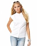 Pleated Sleeveless Button Down Shirt