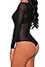 Pink Queen Women's Sexy Bodycon Sheer Mesh Long Sleeve Bodysuit Jumpsuits