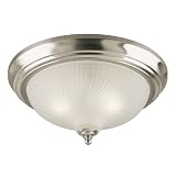 3 Light Flush Mount Ceiling Fixture Brushed Nickel Finish with Frosted Swirl Glass - Interior