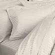 Egyptian Bedding 600 Thread-Count, Queen Pillow Cases, Ivory Stripe, Set of 2