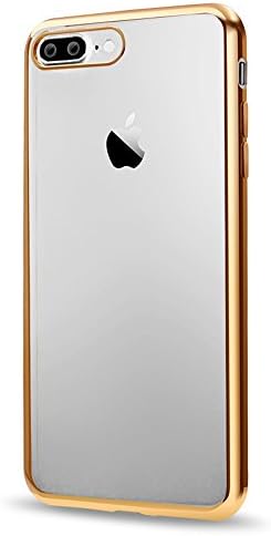iPhone 7 Plus Case, Naoho® New Fashion Plating Frame Soft TPU Clear Case for iPhone 7 Plus Silicon Gel Back Cover Anti-scratch Full Cover Shockproof Durable Cover (Gold color_iPhone 7 Plus)
