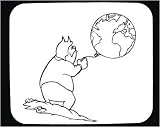 Mouse Pad with black and white, geography, balloon, Earth, world, spherical, anthropomorphism, alien, animal, globe, planet, orb, orc