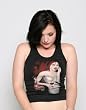 Skulbone Ladies Gothic Beater Shirt Night Cap Sexy Vampire Print Beater Shirt Small - Plus XL