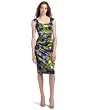 London Times Women's Cap Sleeve Stretch Satin Sheath Dress