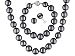 12-14MM COLOR ENHANCED BLACK MANMADE ORGANIC MOTHER OF PEARL STERLING SILVER JEWELRY SET