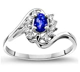 September-Created Sapphire' Mother's Day Diamond Ring in 14k White Gold (H/I1-I2, 1/6 ct. tw.)