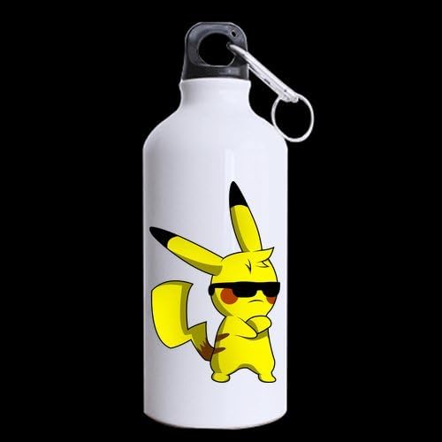 Pokemon Cool Pikachu Customized Personalized Aluminum Sports Bottle Water Bottles White 13.5 OZ Travel Mug (Two Sides Printed)