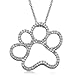 Silver and Diamond Dog Paw Pendant (1/20 cttw, I-J title=