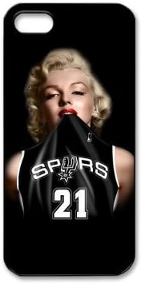 meilz aiaiFantasyhome (TM) Marilyn Monroe in NBA San Antonio Spurs Superstar Tim Duncan #21 Jersey iPhone 4 4S Black Plastic Protective Case Cove + Free Wristband Accessorymeilz aiai