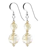 SCER630 11 and 7mm Round Multifaceted Golden Shadow Crystals Sterling Silver 1.3