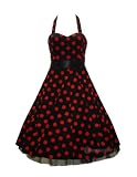 50's Big Polka Dot Swing Prom Dress Red