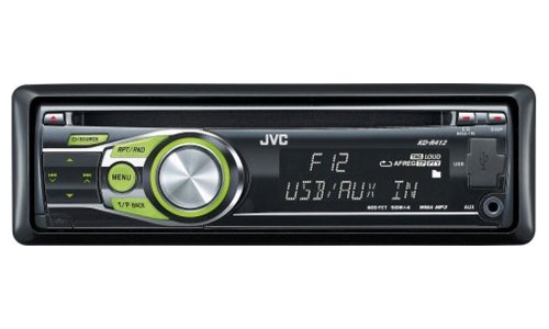 JVC KD-R 412 MP3-CD-Tuner (USB-, Front-Aux Eingang) schwarz-grün
