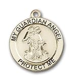 14kt Gold Guardian Angel Medal