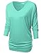 NINEXIS Womens V-Neck 3/4 Sleeve Drape Dolman Top