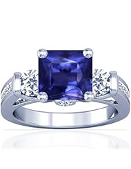 Platinum Emerald Cut Purple Sapphire Fana Designer Ring
