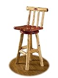 Rustic Red Cedar Log SWIVEL BAR STOOL WITH BACK - COUNTER HEIGHT