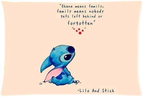Homecase Lovely Cute Lilo and Stitch Ohana Means Family Pillowcase Zippered Pillow Case 20x30 Cotton Standard Size(Twin sides)