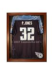 Tennessee Titans Football Jersey Display Case with Removable Face and Classic Wood Finish Frame