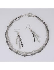 925 Sterling Silver Mesh Necklace Earrings Handmade Gold Plated Vermeil Oxidized Jewelry Set