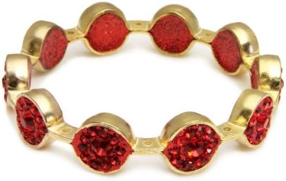 Saachi Gold Tone Marquis Red Austrian Crystal Bangle