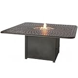 Darlee Cast Aluminum 64 Inch Square Counter Height Outdoor Propane Fire Pit Patio Table - Mocha