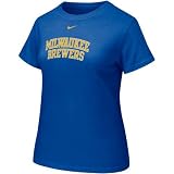 Nike - Nike Milwaukee Brewers Ladies Royal Blue Arch Lettering Crew T-shirt