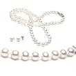Cultured 18 Inches 1-Strand 5-5.5mm White Pearl Necklace & 5-5.5mm White Pearl Earrings with Silver Mount
