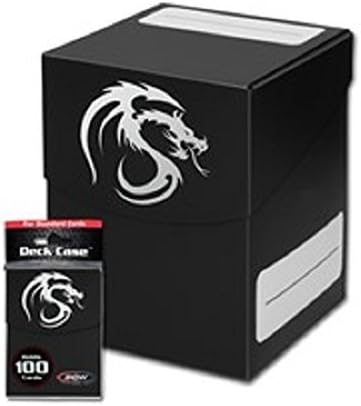 BCW LARGE BLACK Deck Case for Collectable Gaming Cards like Magic The Gathering MTG, Pokemon, YU-GI-OH!, &amp; More. Dragon Graphic on BOX. by BCW Gaming