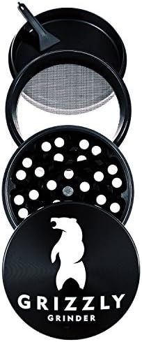 Grizzly Grinder - Large 2.5 Inch 4 Piece Herb Spice Weed Tobacco Grinder - Black