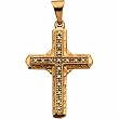 14Kt Yellow Gold Bless Diamond Cross Pendant