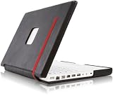 Case-Mate 13 Signature Suit MacBook Laptop Carrying Case in Italian Leather over Hard Shell, Black with Red Accent (45415)