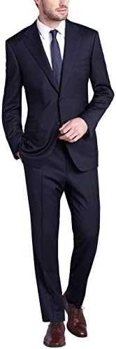 Gino Valentino Men's 2 Button Jacket Flat Front Pants Dk. Navy Suit