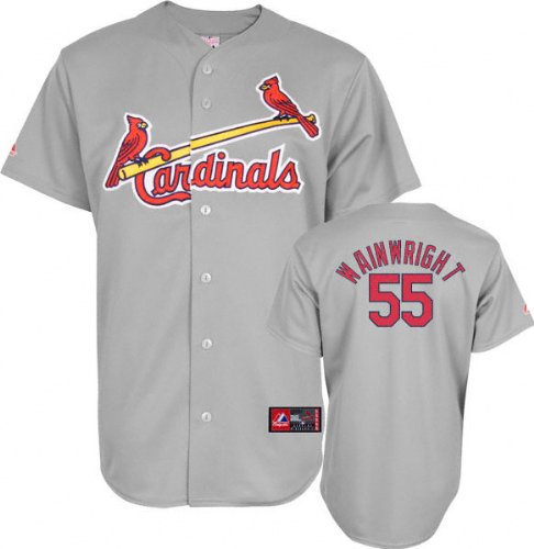 MLB Men's St.Louis Cardinals Adam Wainwright Road Gray Short Sleeve 6 Button Synthetic Replica Baseball Jersey Spring 2012  (Road Gray, XX-Large)
