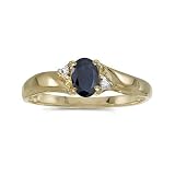 10k Yellow Gold Oval Sapphire And Diamond Ring