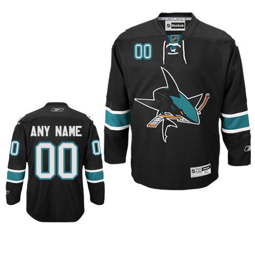ANYNAME #00 San Jose Sharks RBK Premier Third NHL Hockey Jersey by Reebok (NHLPA Certified Custom Sewn Authentic Twill)